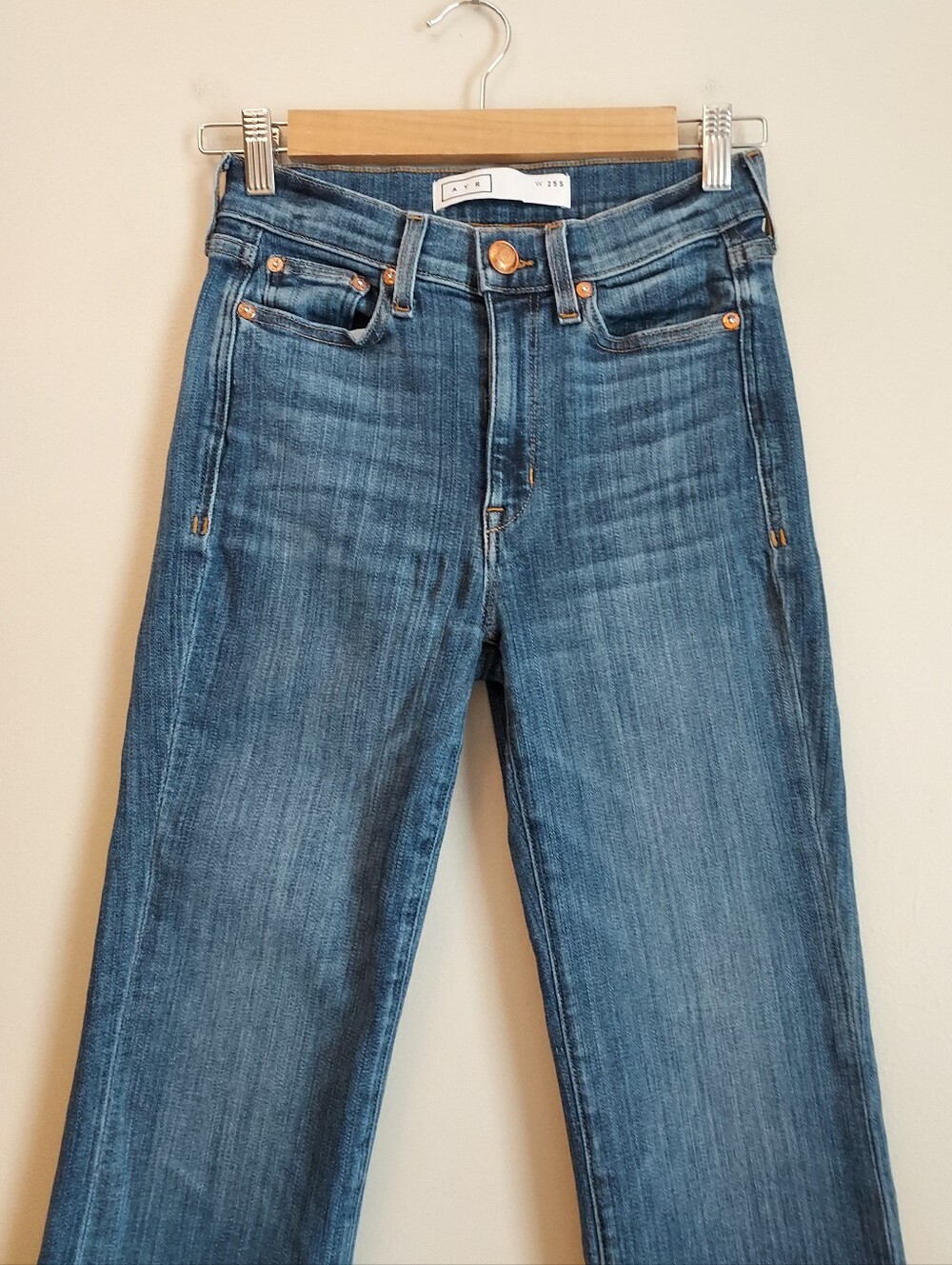 AYR The Pop Straight Denim Jeans Size 25 Short 25S Stretch Ankle Length - Picture 4 of 15